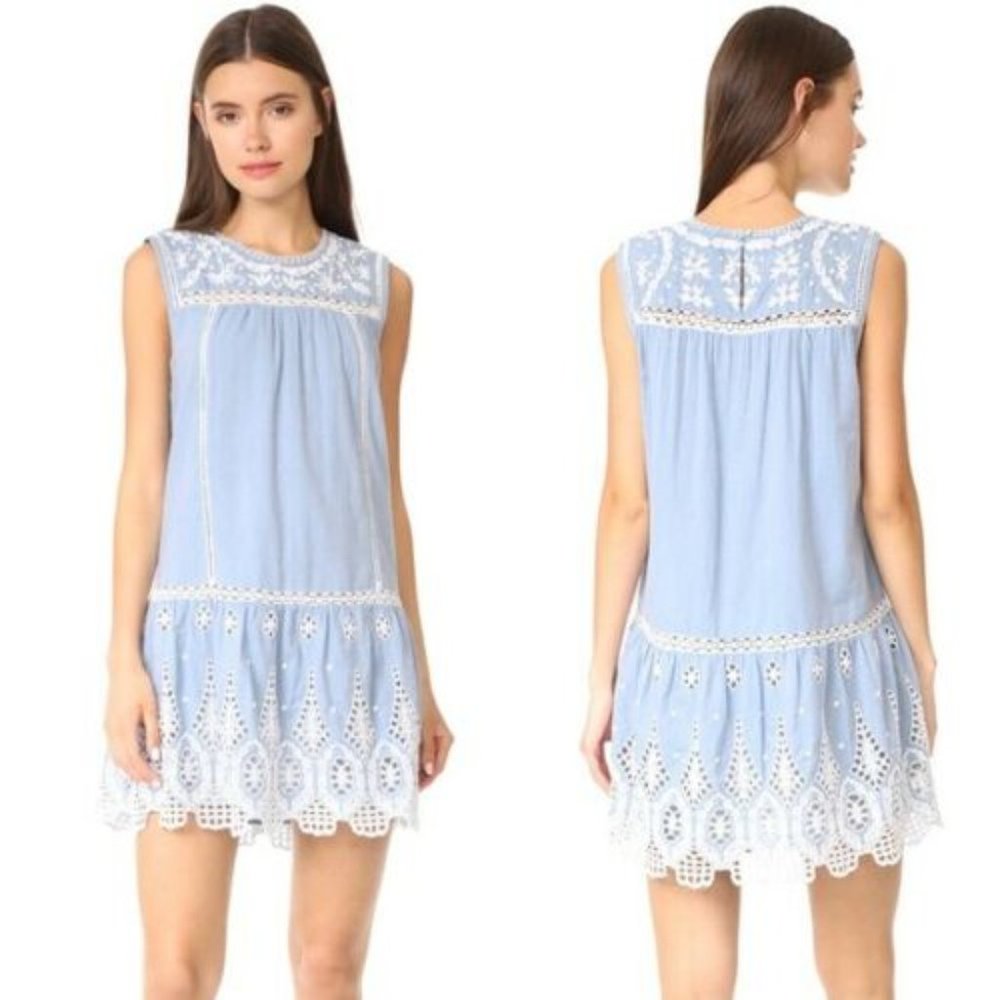 joie embroidered chambray dress